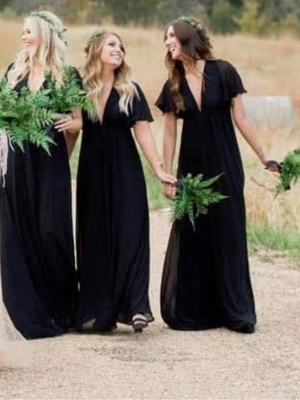 Show Me Your MuMu Black V-Neck Flutter Sleeve Maxi Dress